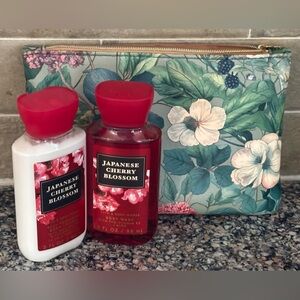 Japanese Cherry Blossom Bath & Body Set with a small Ipsy bag